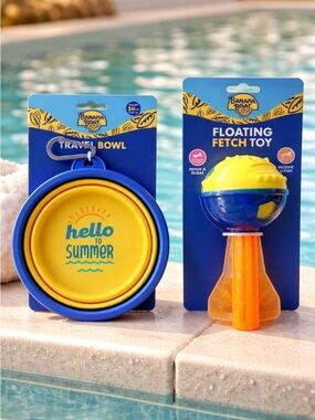 NWT - Banana Boat Pet Floating Swim Toy and Travel Water Bowl